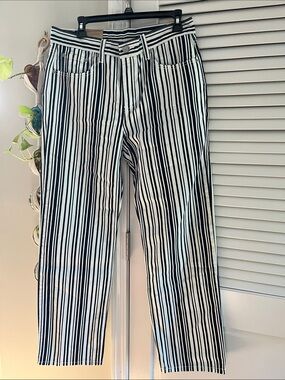 Levi's Navy and White Vertical Stripe Jeans